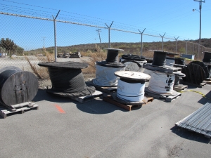 (16 SPOOLS) VARYING SIZES OF TELECOM CABLE. LOADING & HANDLING FEE $30-4596